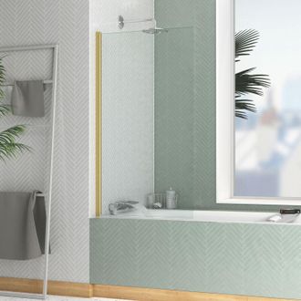 Aurlane Aurlane - Mampara De Ba&ntilde;era 70x130cm - Perfil Acabado Oro Cepillado - Elementary