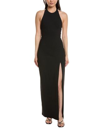 Susana Monaco High Neck Low Back Halter Slit Dress