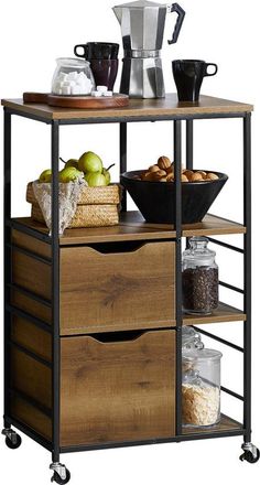 SoBuy Carrito De Servicio Camarera Con Ruedas Multiusos Mueble Para Microondas Con 3 Cajones Y 3 Estantes 53 X 37 X 89 Cm Fkw111-pf Sobuy Es