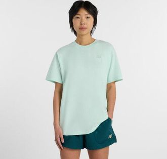 New Balance Mujer Athletics Jersey T-Shirt en Verde, Jersey de algod&oacute;n, Talla XL