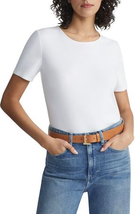 Lafayette 148 New York Stretch Cotton Crewneck T-Shirt in White at Nordstrom, Size Xx-Small