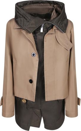 sacai Jassen, Dames, Groen, L, Katoen, Katoenen Gabardine Jas