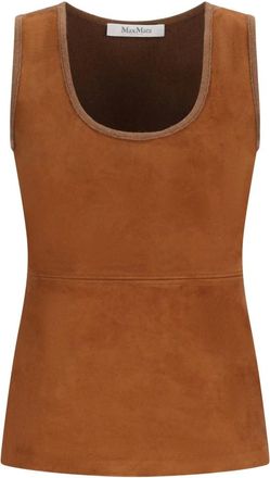 Max Mara Top sin mangas Mxsaccordo con paneles de ante - Tops - Mujer - Marr&oacute;n - XS