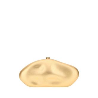 Cult Gaia Gold Nappa Leather Caldera Clutch Brass Borse A Mano