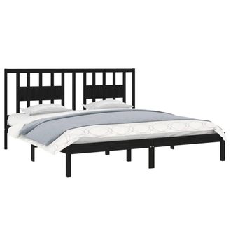 Berkfield Home Beautiful Bed Frame Black Solid Wood Pine 200x200 cm