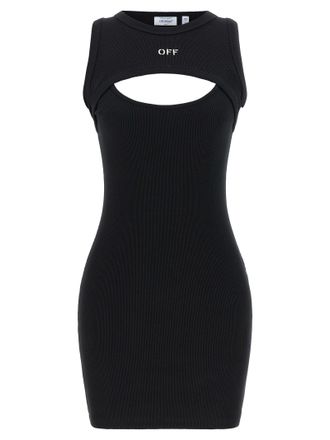 Off-white Bicolor Cotton Short Womens Dress