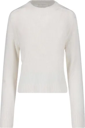 Lisa Yang White Cropped Fine Knit Sweater