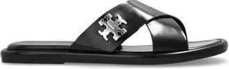 Tory Burch T-Lock Slippers - Dames - Sandalen - Zwart - 38 1/2 EU - Leer - Schoenen