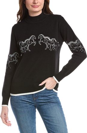 T Tahari Horse Embroidery Sweater