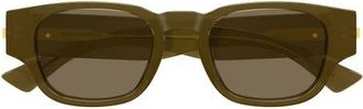 Bottega Veneta 51mm Oval Sunglasses in Transparent Khaki at Nordstrom