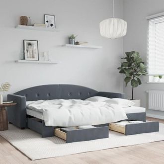 vidaXL Vidaxl - Sof&aacute; Cama Nido Con Cajones Terciopelo Gris Oscuro 80x200 Cm