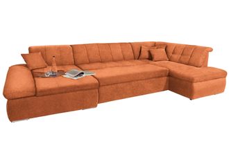 Domo Collection Wohnlandschaft »NMoric im XXL-Format, B/T/H: 353/216/80 cm, incl. Zierkissen U-Form« wahlweise mit Bettfunktion und Armlehnenverstellung