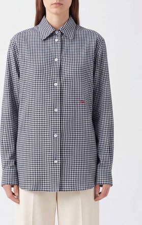 Loewe Vichy Silk Shirt with Embroidered Logo
