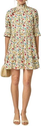 English Factory Print Smocked Puff Sleeve Minidress in Multi at Nordstrom, Size X-Small