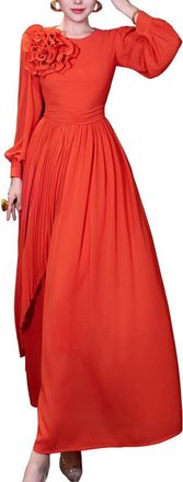Burryco Red Solid Maxi Dress