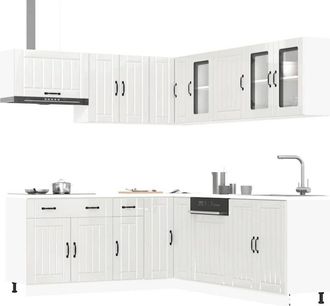 vidaXL Mueble Cocina Lucca Blanco Brillo 11 Pzas Madera Contrachapada Vidaxl