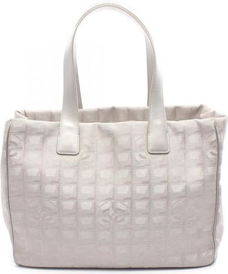 Chanel Gray Leather Nylon Canvas Tote Bag (Pre-Owned)