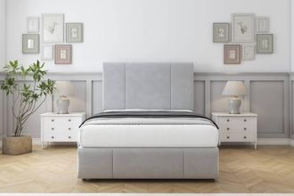 Comfort Beds Arya Plush Divan Set 2 Drawers-54 Headboard-Footboard in Silver | Size: Single