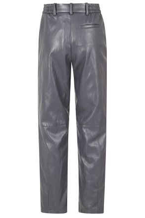 Herno Gray Straight-Leg Back Elastic Faux-Leather Pants