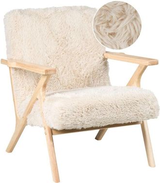 Beliani Armchair KISA Faux Fur Light Beige