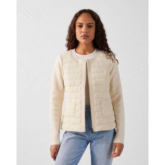 Jott Lichte donsjas in twee materialen, met ronde hals, ALMERIA