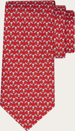 Ferragamo Men Club print silk tie Red