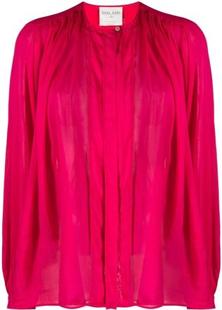 Forte_Forte gathered cotton-blend shirt - women - Cotton/Silk - III - Pink