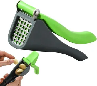 OEM Prensa De Ajos De Acero Inoxidable - Picadora Manual De Cocina - Preparaci&oacute;n De Verduras - Dise&ntilde;o Desmontable - 18 X 8 Cent&iacute;metros - Gris Verdoso