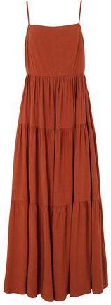 8 by YOOX LINEN BLEND FLOUNCE LOOSE-FIT LONG DRESS