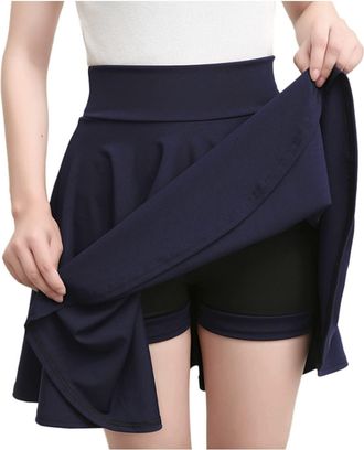 Generic SYDUZAX Women Tennis Skirt with Shorts High Waisted Athletic Skorts for Women UK Flared Skater Mini Skirt School Workout Sports Skorts Plain Pleated S