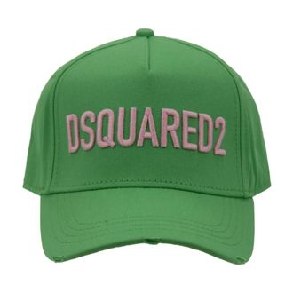 Dsquared2 Vintage Baseballpet met gesp - unisex - Petten - Groen - ONE Size - Katoen - Accessoires