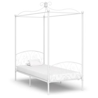 vidaXL Estructura De Cama Con Dosel Metal Blanco 100x200 Cm Vidaxl