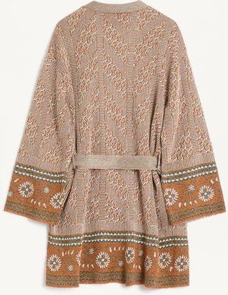 Valentino Cardigan In Maglia Con Motivo Jacquard Di Lurex Donna GINGER ORANGE/BEIGE XXS