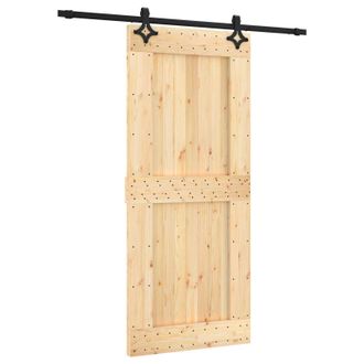 vidaXL Puerta Corredera Natural Y Negro 90 X 210 Cm Vidaxl