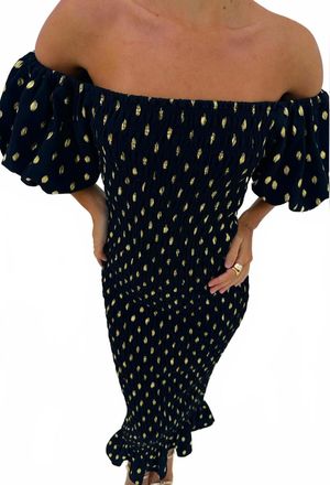 Never Fully Dressed Jojo Off-Shoulder Midi Dress In Black