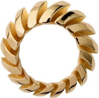 Burberry Engraved Logo Spiral Gold Plated Ring, Size 53