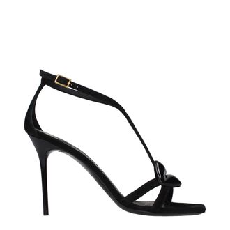 Balmain Black Leather Stiletto Heel Womens Sandals
