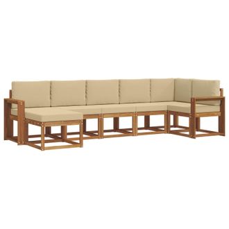 vidaXL Conjunto De Sof&aacute;s De Exterior Con Coj&iacute;n 7 Pcs Natural Y Beige Vidaxl