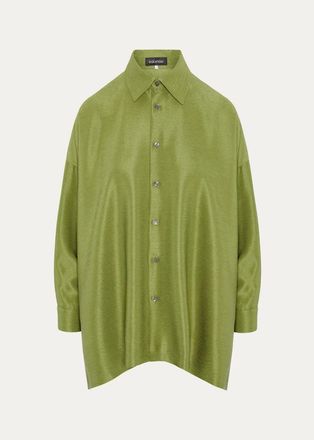 Eskandar Wide A-Line Shirt With collar - Long Length