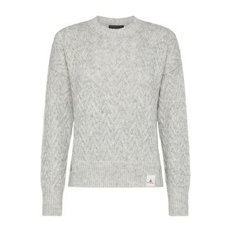Peuterey Verfijnde Alpaca Katoenen Trui - Dames - Ronde hals truien - Grijs - L - Katoen - Truien & Vesten