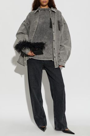 Alexander Wang Oversize Denim Shirt, Womens, Grey