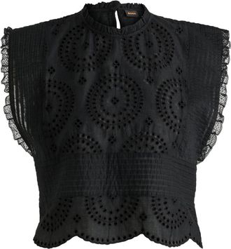 HUGO BOSS Dames, Blouses & Shirts, Zwart, Maat: 2XL Katoen