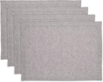 Solino Home Linen Placemats Set of 4, 14 x 19 Inch for Dining Table, Holiday and Everyday Table Decor - Milan in Oyster Grey at Nordstrom, Size Medium