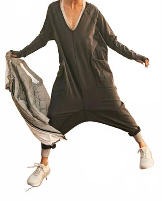 Free People Hot Shot Long Sleeve Onesie In Black