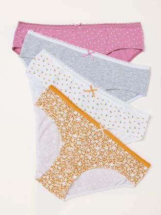 Fat Face FatFace Pink 4 Pack of Floral Spot Classic Knickers