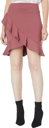 Susana Monaco Mini Skirt Womens Lip Gloss Stretch Ruffle Asymmetrical FROG473