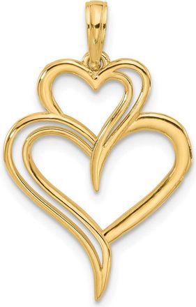 Diamond2Deal 14k Yellow Gold Polished Fancy Two Heart Charm