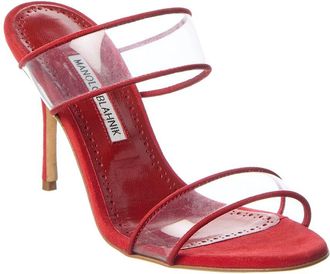 Manolo Blahnik Invymu 90 Suede & Vinyl Sandal