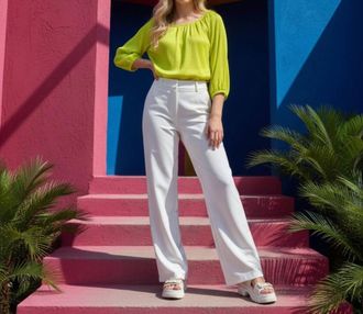 Vince Camuto Scoop Neck 3/4 Sleeve Blouse In Yellow