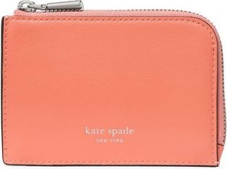 Kate Spade New York mini smooth leather zip card case in Melon Ball at Nordstrom